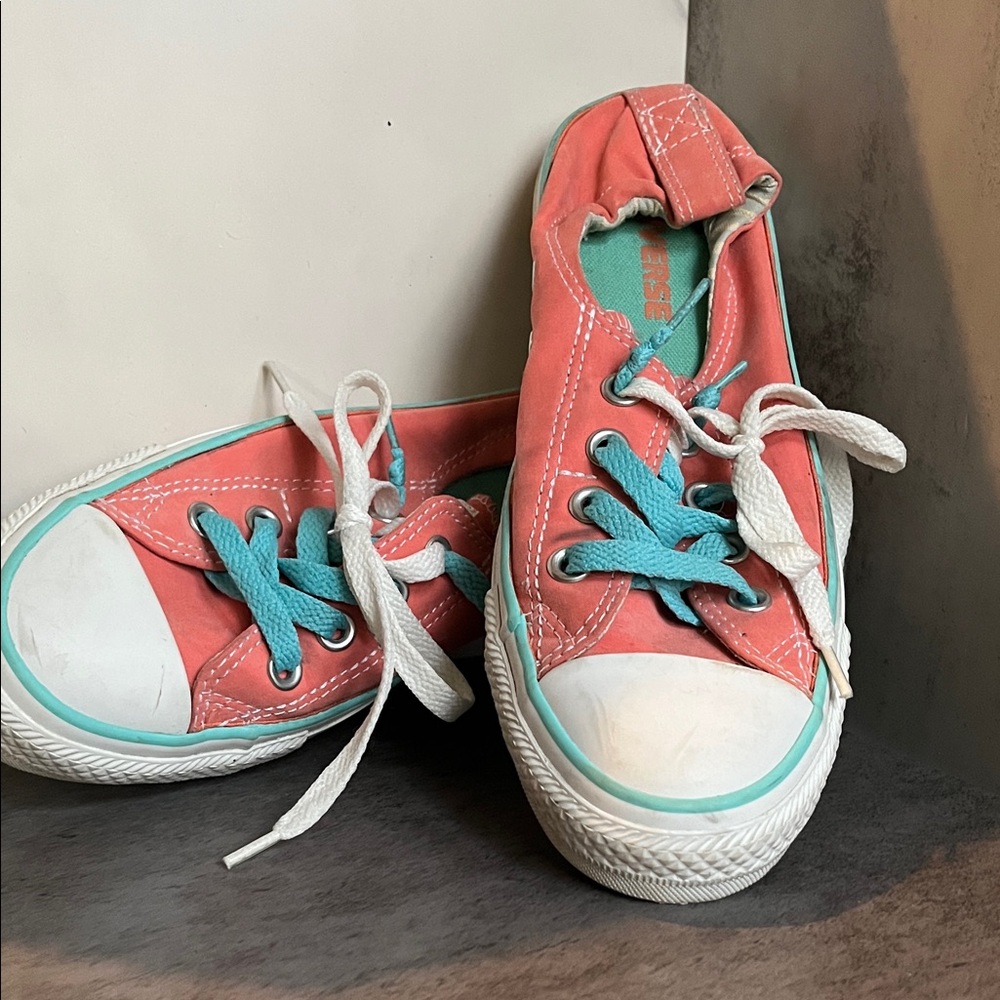 Converse Coral and Turquoise Sneakers